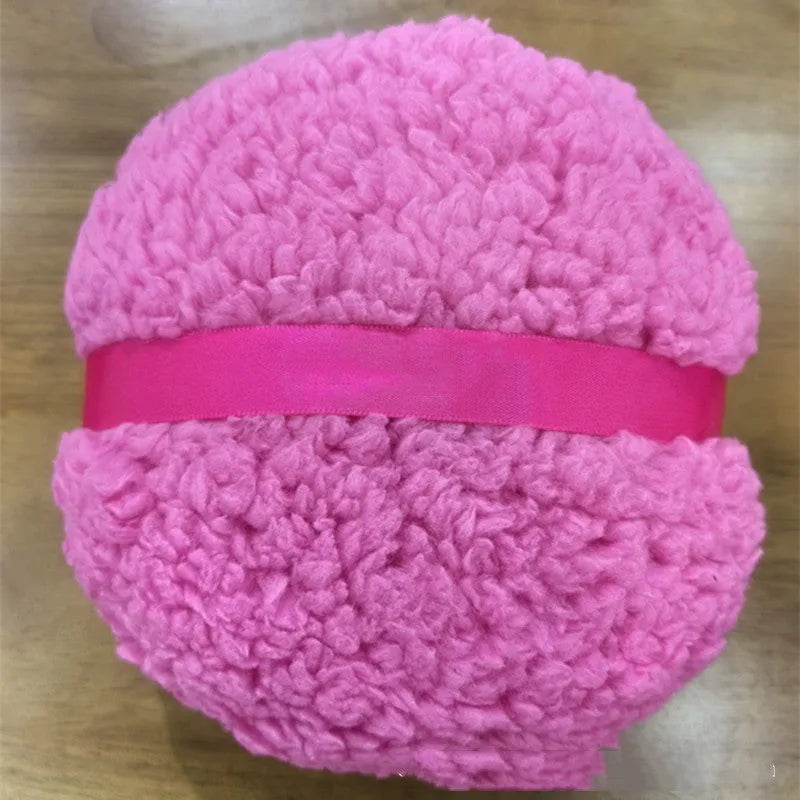 Oversized rectangular plush powder puff for dry makeup application in white colour