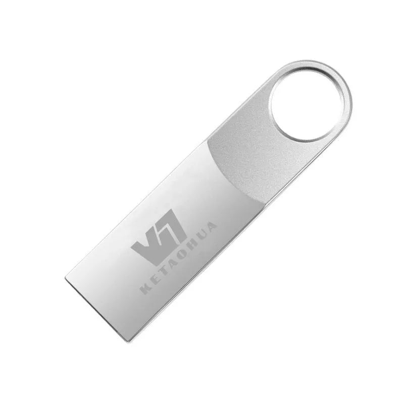 Silver metal car-shaped USB flash drive on a white background.
