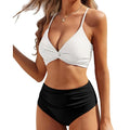 Women's split bikini with high-waist twist bag strap top in six colour options and sizes S-XXL