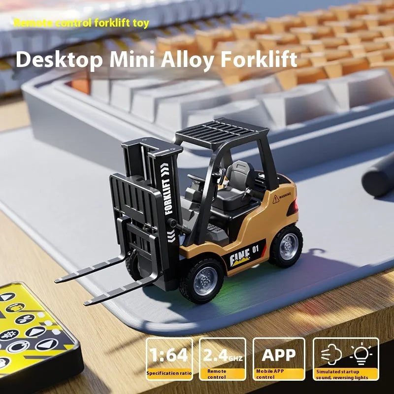 Bluetooth remote control alloy forklift 1:64 scale with mobile phone connection and accessories