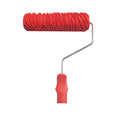 7-inch red texture paint embossing roller for creating relief patterns on walls