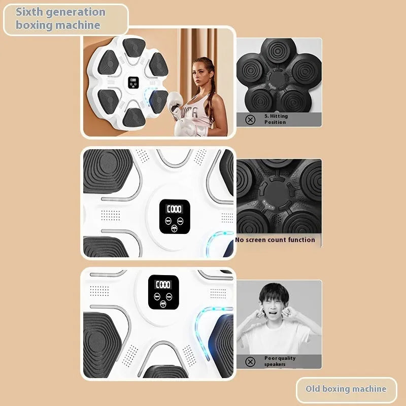 Smart music boxing machine wall target with electronic reaction training and focus gloves