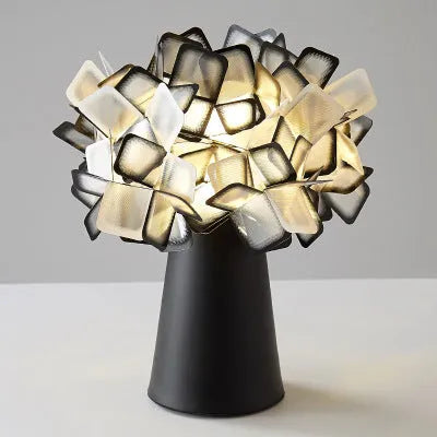 Nordic bedside table lamp in five colour options showing three light temperature settings