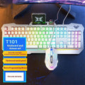 F3010 black and white mechanical keyboard and mouse bundle with gaming headset and colourful LED backlighting