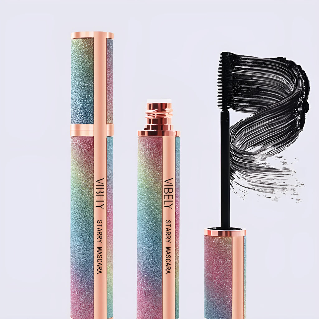 Black waterproof mascara tube for long thick eyelashes with durable curl