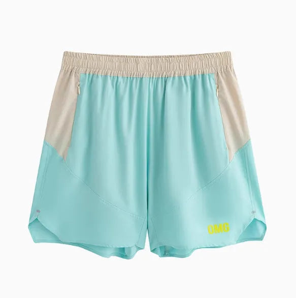 Men's loose grey workout shorts with elastic and lace-up waistband for gym training.
