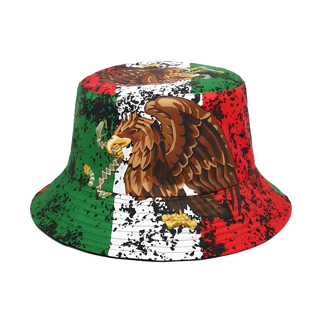 Eagle pattern retro bucket hat in M size 56-58cm, polyester dome crown, sun protection