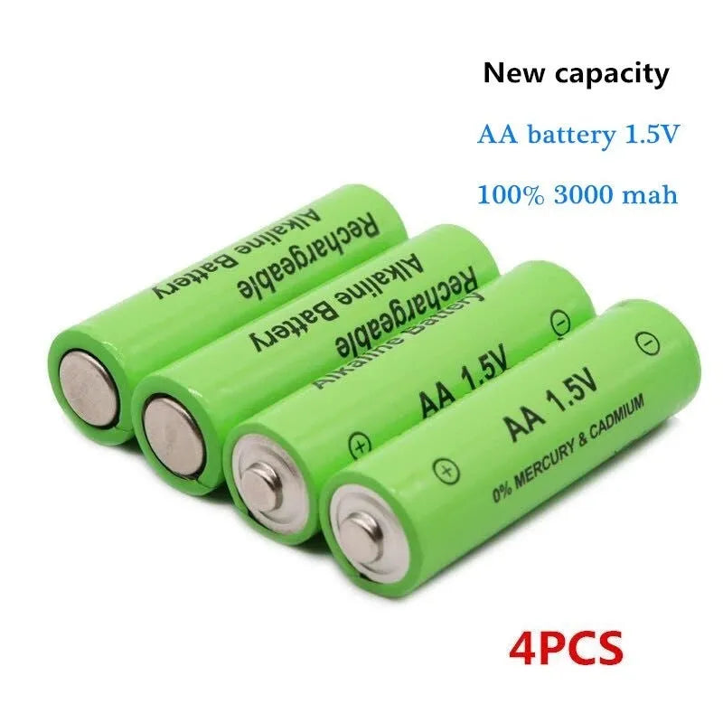 AA size 3000mAh alkaline rechargeable battery labelled 1.5V