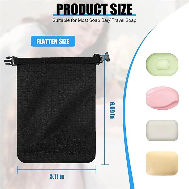 Bubble net waterproof soap container 17 x 13 cm quick-drying leak-proof bag on white background