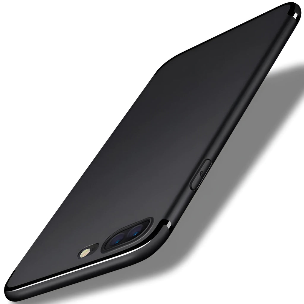 Flexible black TPU silicone case for iPhone on a table