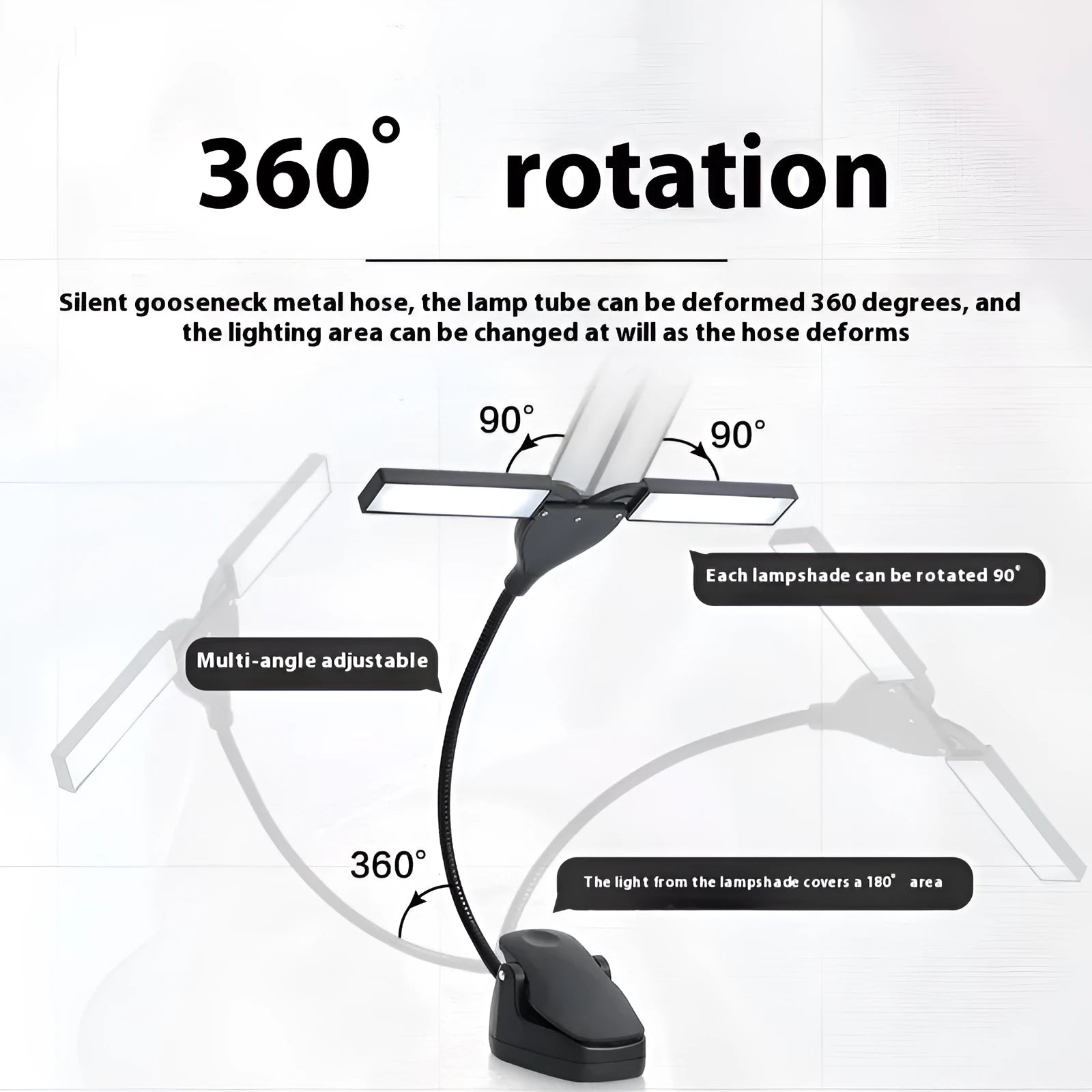Black rechargeable music stand light with 28 LED lights for sheet music illumination