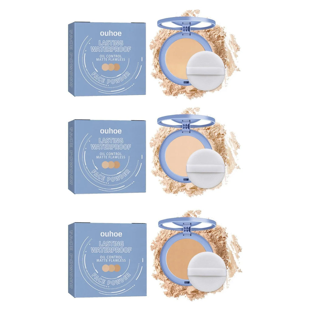8g finishing powder compact in Natural Beige shade with a soft brush for natural makeup setting