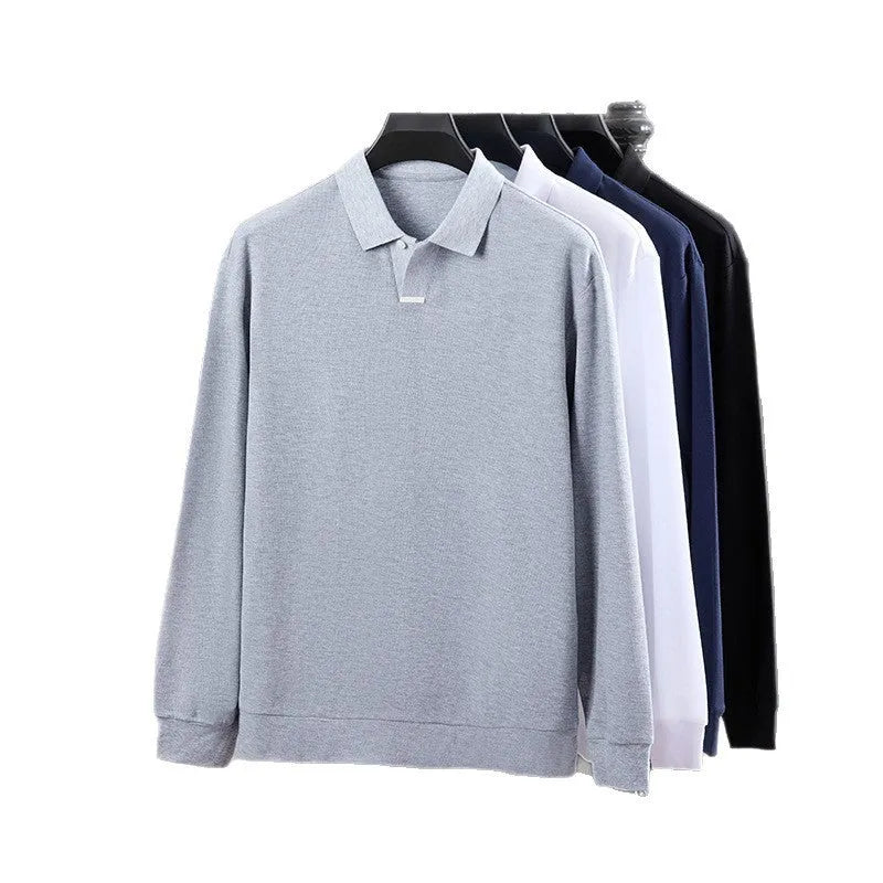Men's loose fit cotton polo shirt with lapel collar in multiple colour options