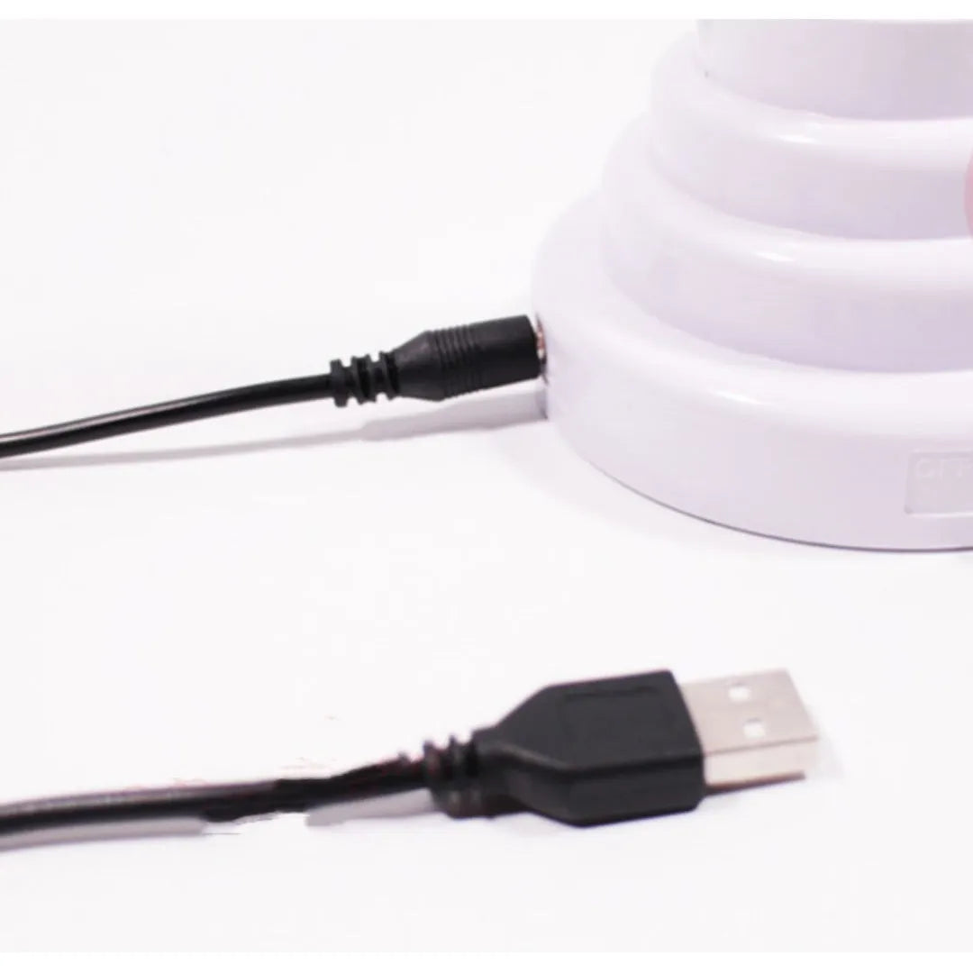 Handmade bamboo shaped desktop lamp with USB cable in white and green