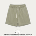 Cotton denim baby shorts in charcoal grey, loose fit casual pants for summer