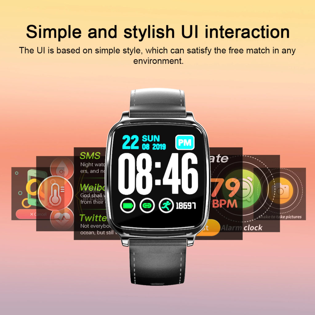 M8 multi-function smart bracelet showing zinc alloy body, TPU strap and touch screen interface for heart rate monitoring
