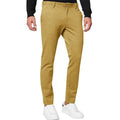Men's chino slim-fit stretch pants in khaki with tapered leg and mid waist