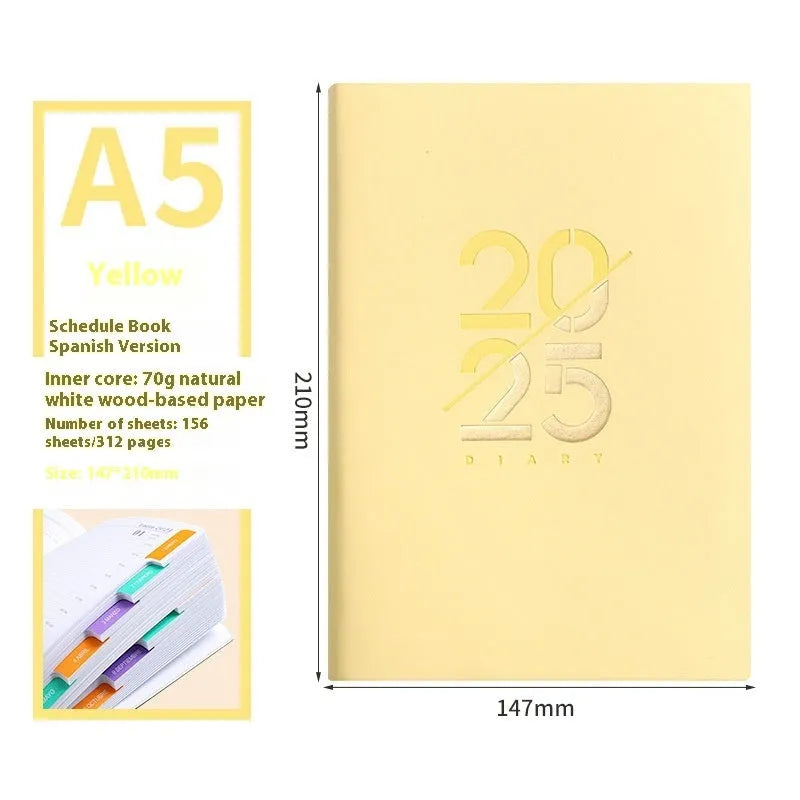 A5 faux leather daily planner notebook showing multiple colour options