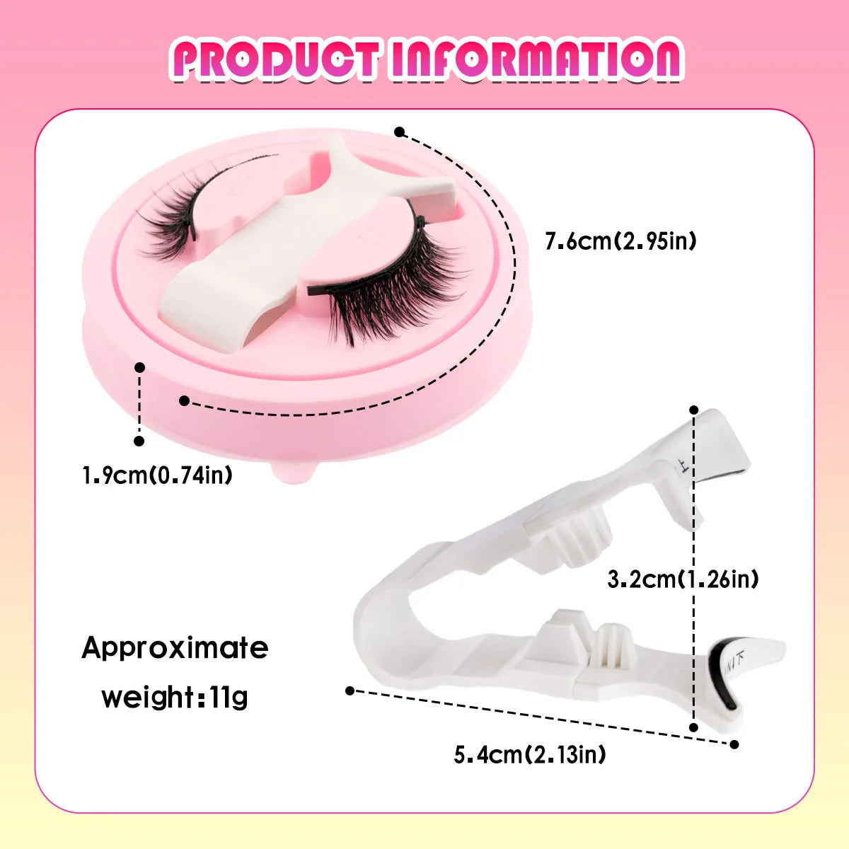 Reusable waterproof false eyelashes with glue-free application in natural thick artificial fibre
