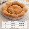 Brown grey rabbit plush round cat bed with a removable washable cover, shown in L size.