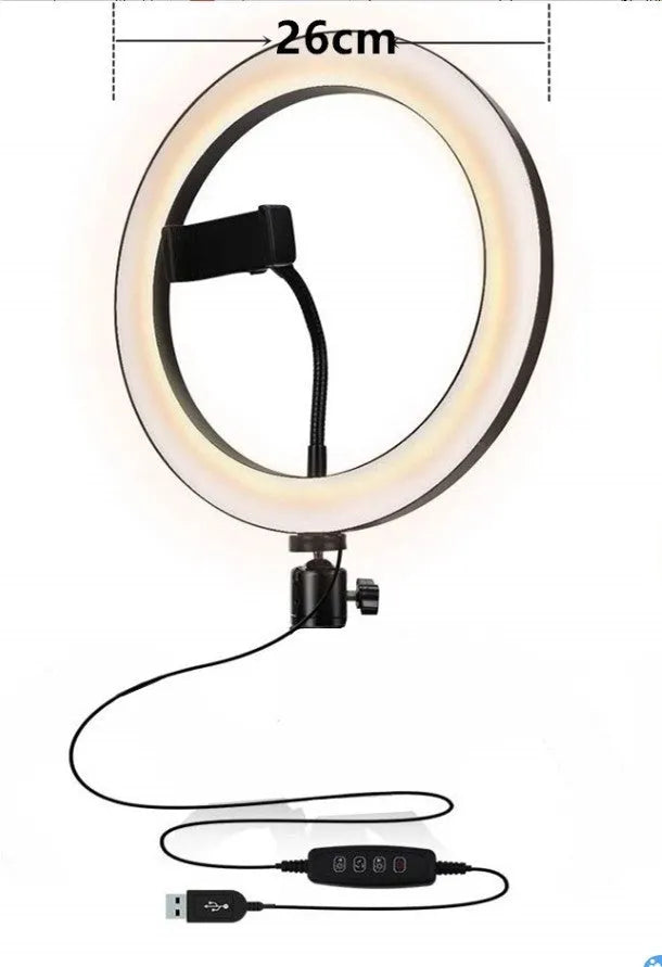 Adjustable aluminium mobile phone stand with clamp mount extended on a desk