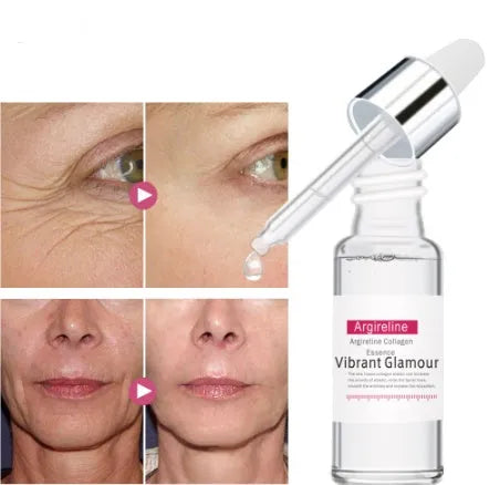 Collagen facial serum bottle with anti-wrinkle lifting firming brightening benefits for UK skincare