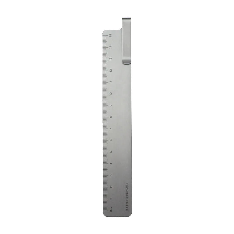 Retro metal aluminium RUMA bookmark ruler 15cm laser engraved scale black silver