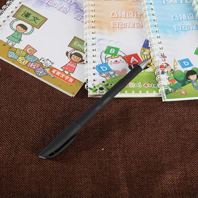 Automatic fade and disappear pen set with pen holder and pen case containing 8 refills
