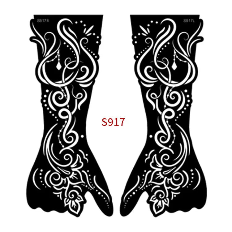 Geometric hollow template tattoo sticker with three-dimensional paper carving on white background