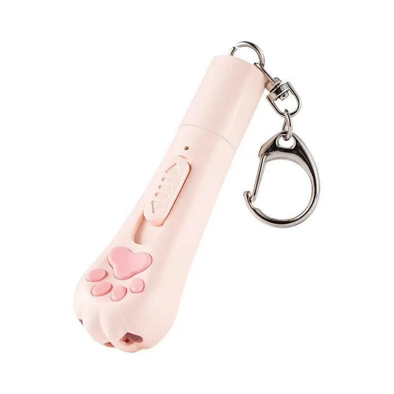 Battery-operated cat pen light toy in cream white, girl pink, or sky blue with self-hi relieving stuffy mechanism