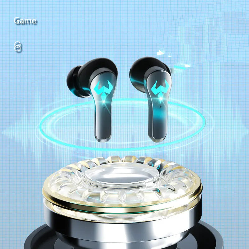 Black Bluetooth noise-canceling in-ear sports stereo headset with earplug design