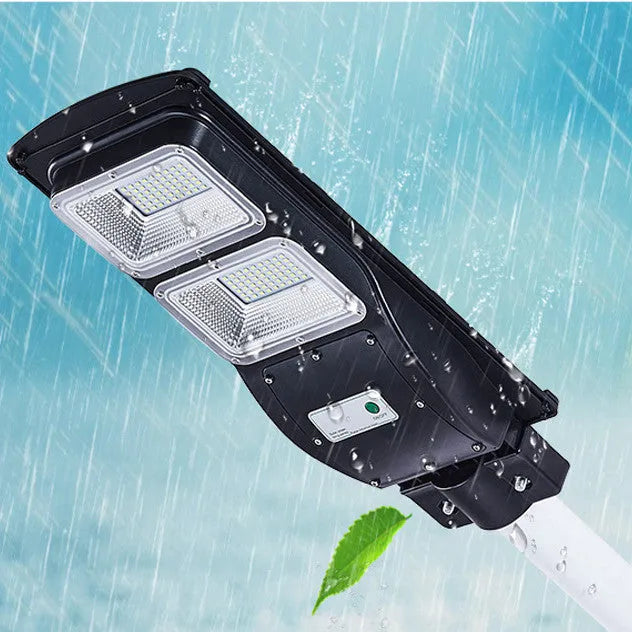Integrated solar street light unit with LED illumination for outdoor pathway and garden lighting