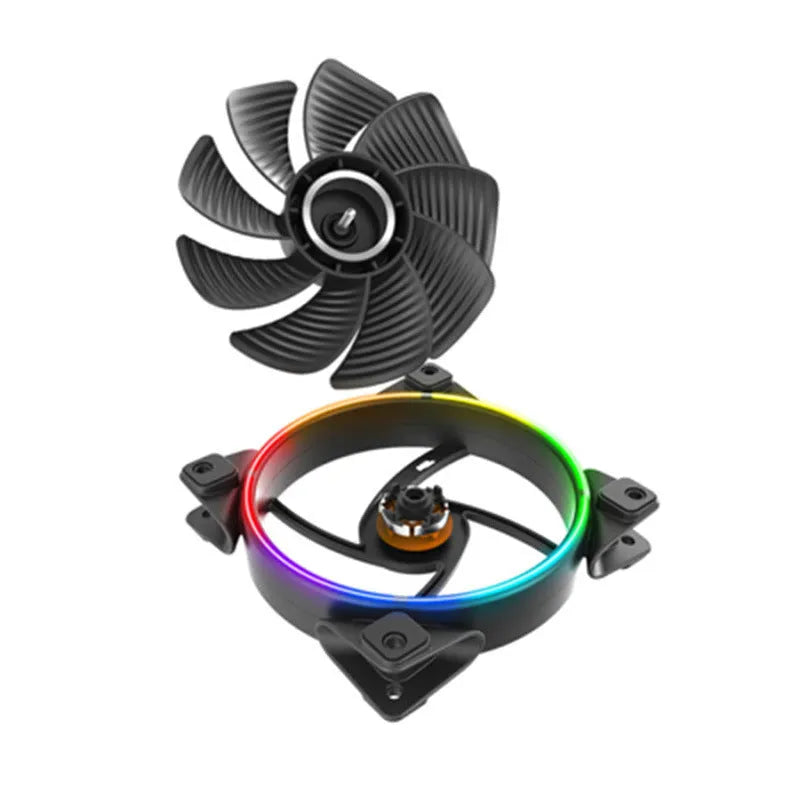 Three 120mm black PC chassis fans with RGB lighting, showing fan blades and hydraulic bearing construction