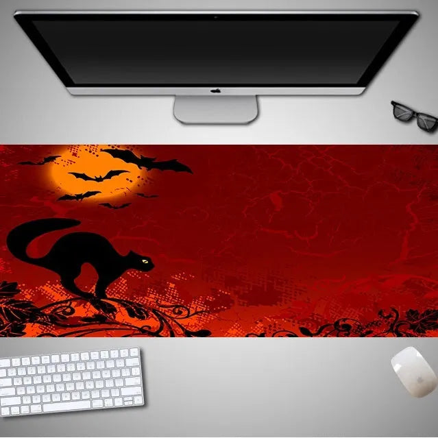 Oversized Halloween mouse pad with rubber cloth surface and non-slip backing in large gaming dimensions