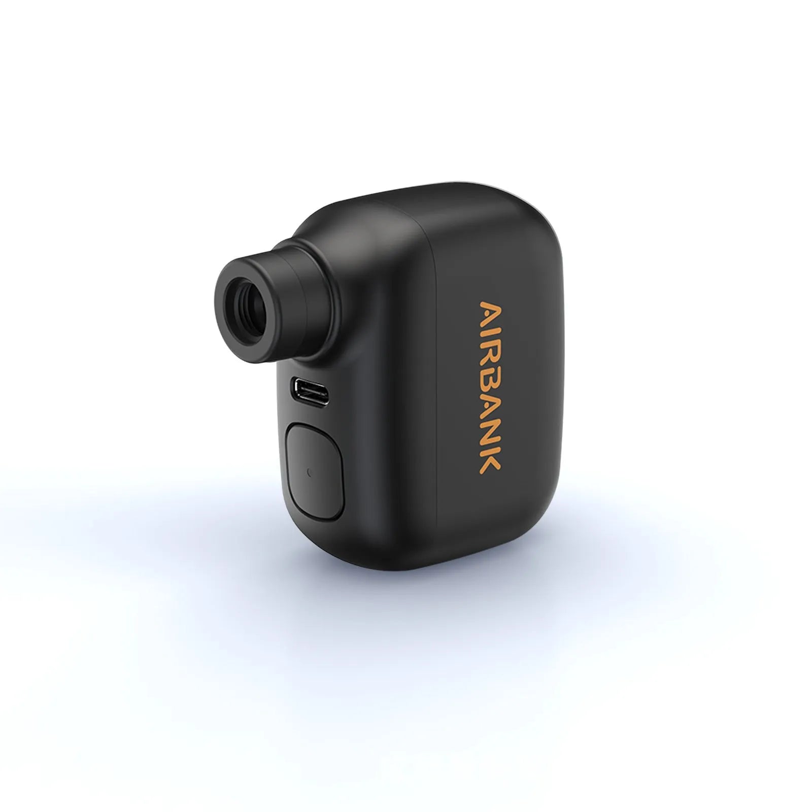 Black AS100 mini electric bike tyre pump with USB charging cable and waterproof storage bag