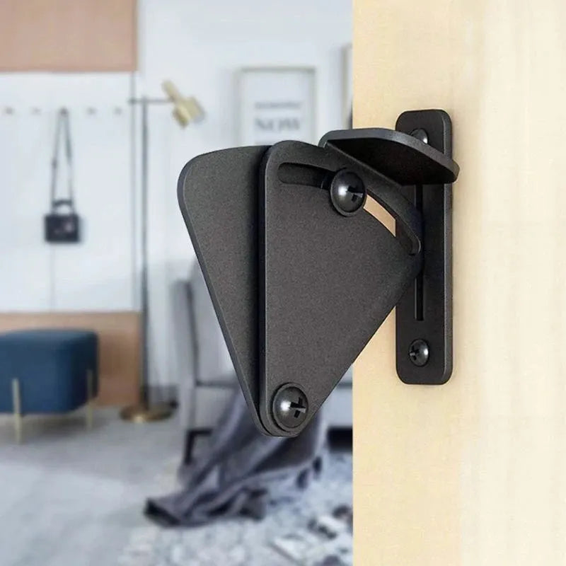 Black stainless steel sliding barn door lock with latch mechanism for interior doors