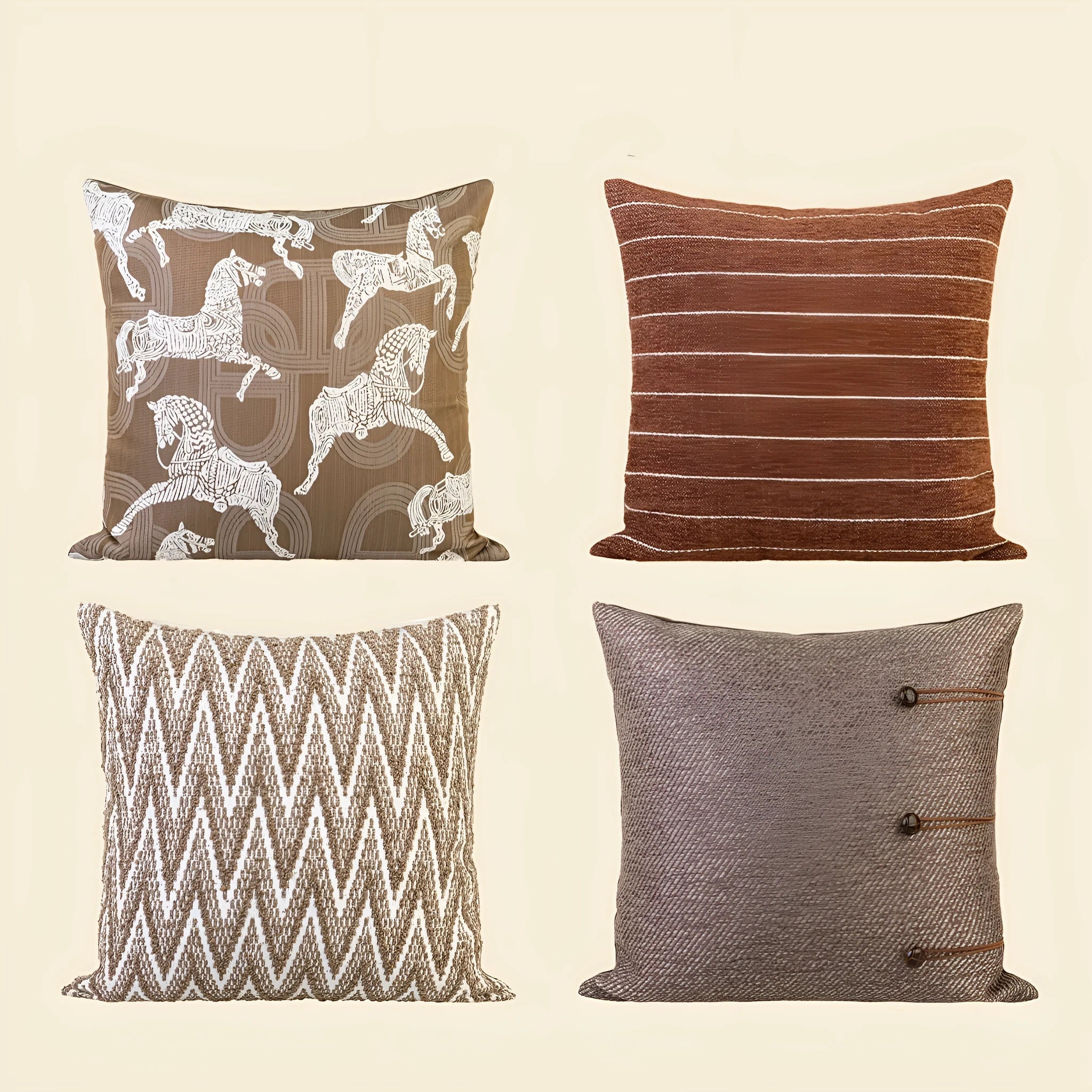 Chinese style geometric pattern cushion pillow in 45cm square dimensions with feather velvet filling