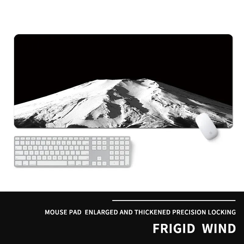 Oversized gaming mouse pad with cold style thermal transfer print on natural rubber base, showing wrist support area
