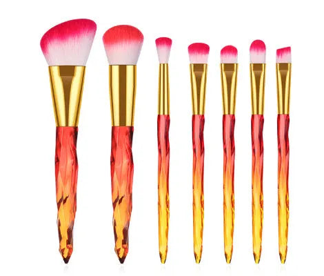 10 clear crystal diamond shank foundation brushes with artificial fibre bristles in choice of handle colours