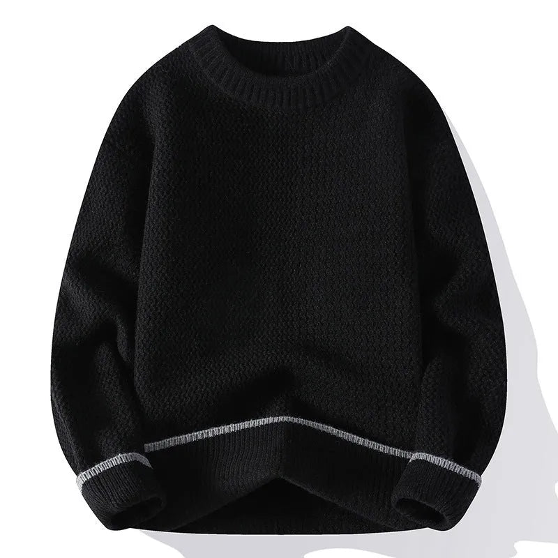 Men's loose pullover sweater round neck long sleeve chemical fibre blend autumn casual wear