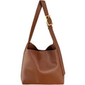 Women's soft PU leather shoulder bag with swinging thread decoration in 28x32x12cm size