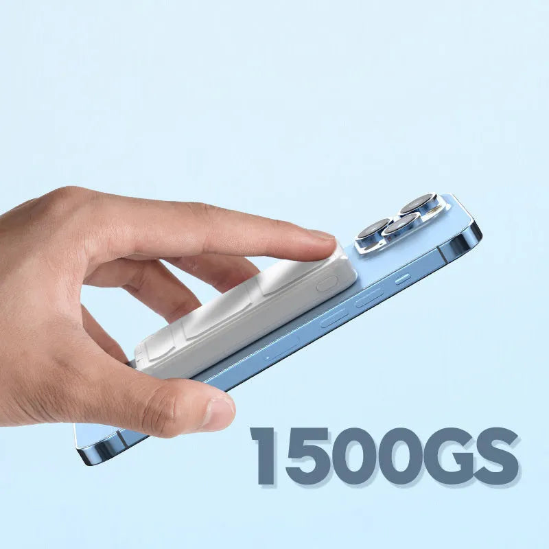 Magnetic suction wireless charging power bank with folding bracket, 10000mAh capacity, plastic case