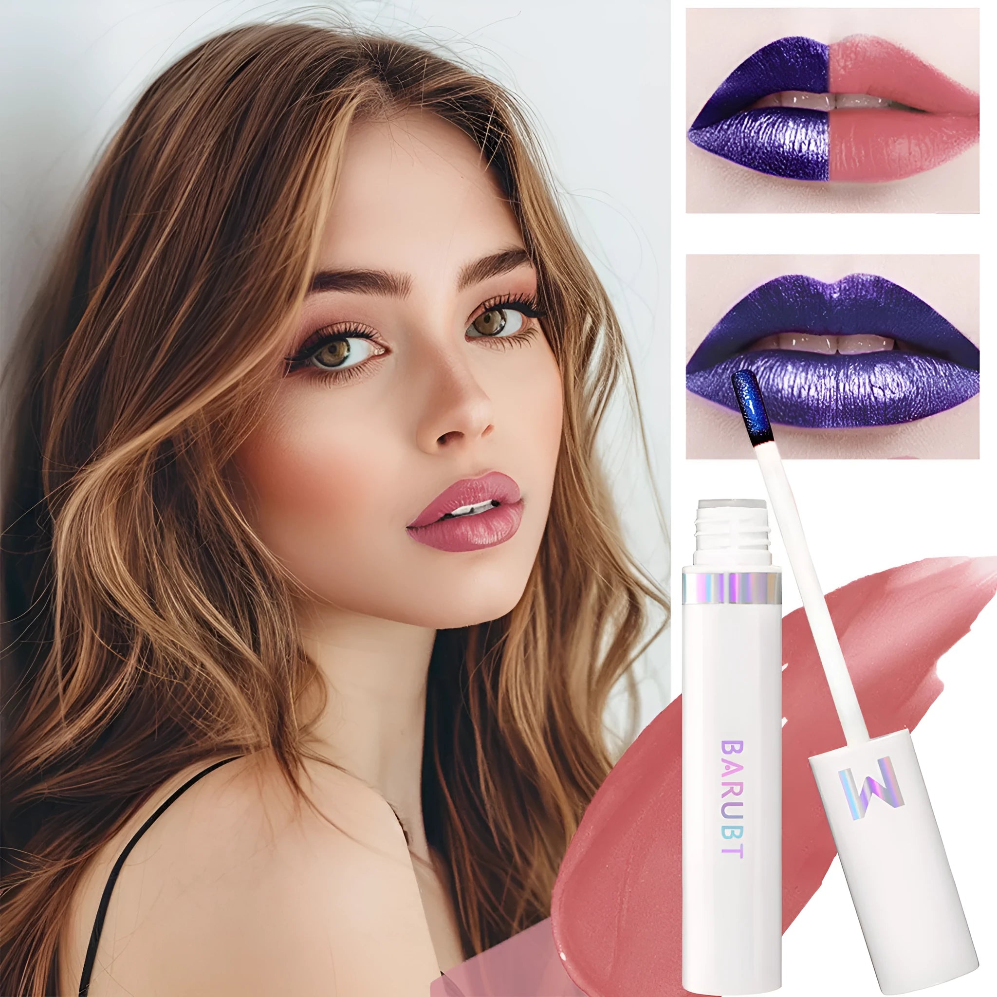 Long lasting waterproof nonstick cup matte lip lacquer in seven shades from light rose to toffee rose