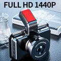 3-inch car DVR with dual lens recording system showing front unit and separate camera for rear recording