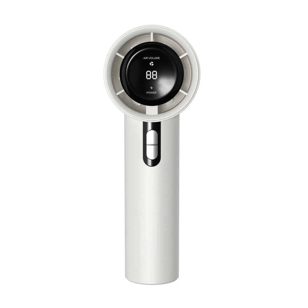 Portable handheld turbo fan with semiconductor refrigeration, 3000mAh battery, adjustable wind speeds, in white