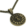 Lunavin ODing alloy pendant necklace on a snake bones chain with antique silver finish beside a leather rope option.