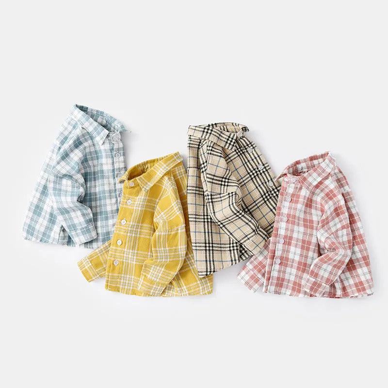 Boys' cotton lattice shirt with animal pattern in multiple colour options