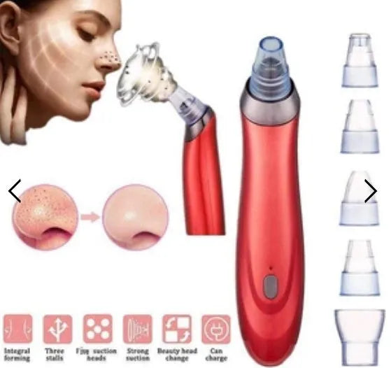 Electric blackhead remover device with multiple nozzle attachments for pore cleaning