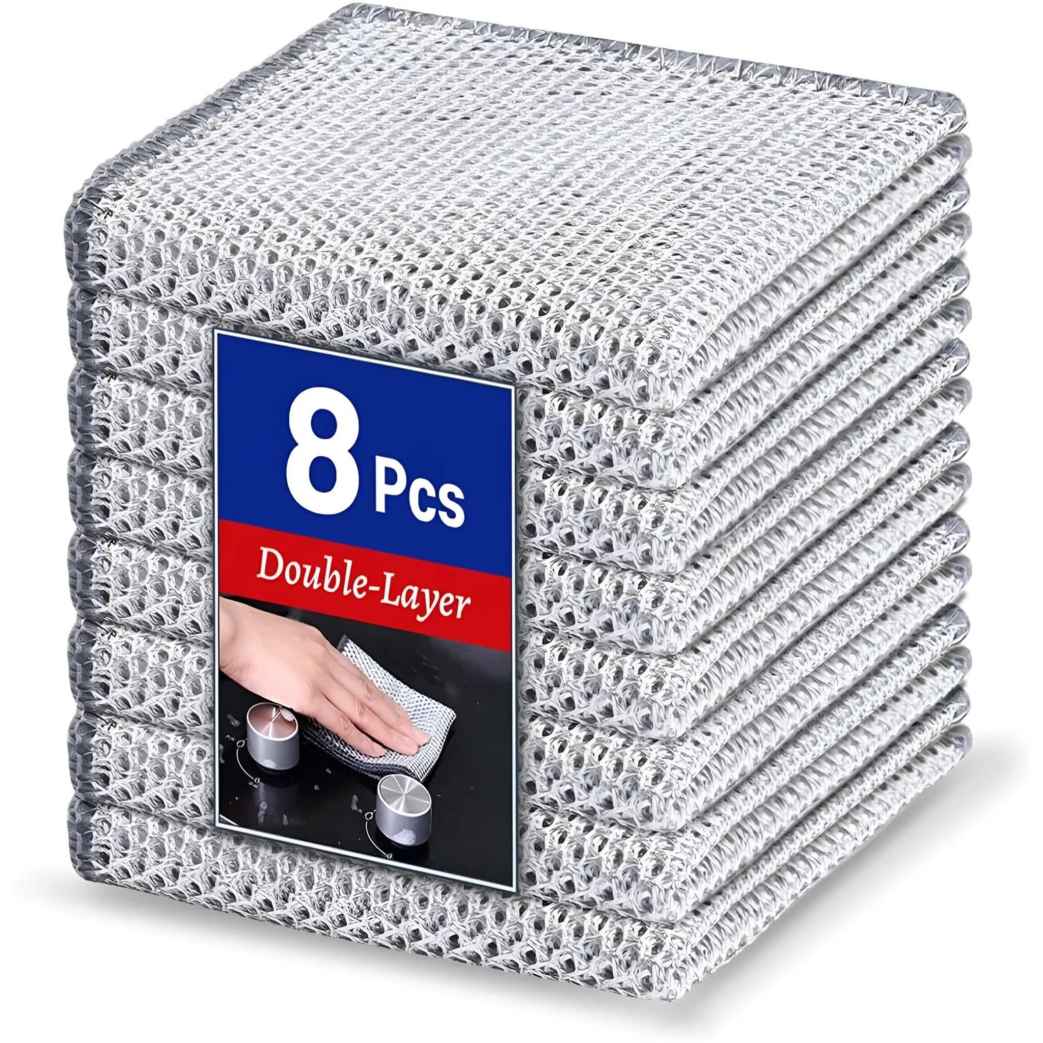 Silver silk rag double-sided microfiber cleaning cloth for kitchen pots and bowls