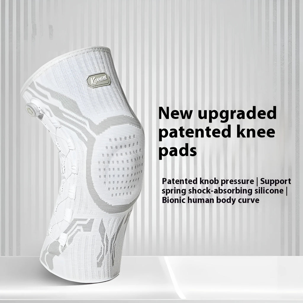Gray and white padded sports knee pad for basketball running football badminton adult